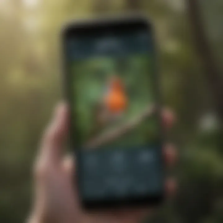 A close-up of a smartphone screen displaying a popular bird identification app in action.