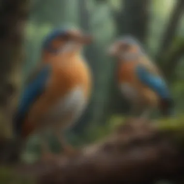 Diverse Bird Species and Their Sounds Illustration depicting various bird species and their unique vocalizations