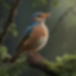 Close-up of a bird perched on a branch, vocalizing