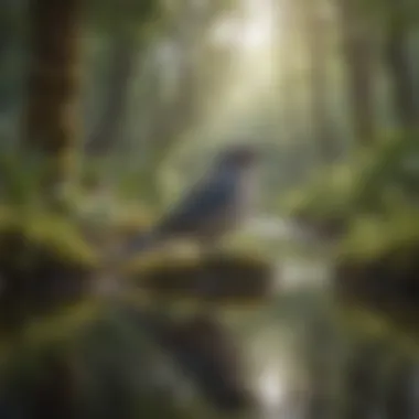 Exploring Diverse Habitats and Their Avian Soundscapes A serene landscape showcasing diverse bird species in various habitats