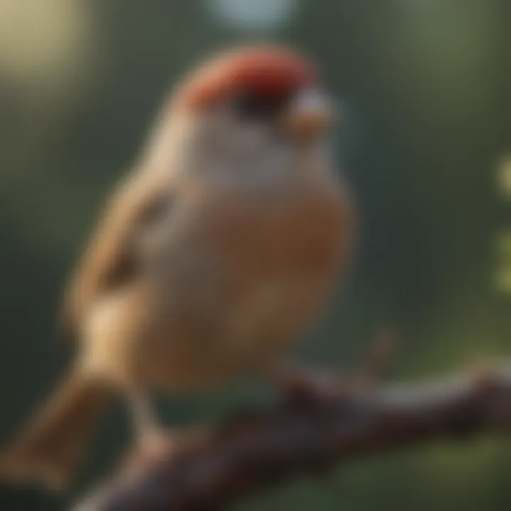 A calm finch interacting with its surroundings