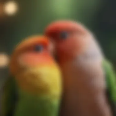 A peaceful lovebird snuggled in a soft environment