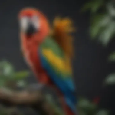 Vibrant Macaw Parrot A vibrant macaw parrot perched on a branch