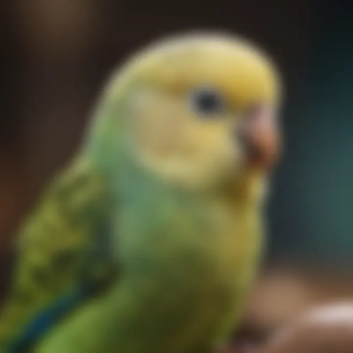 Close-up of a budgie showcasing its unique features