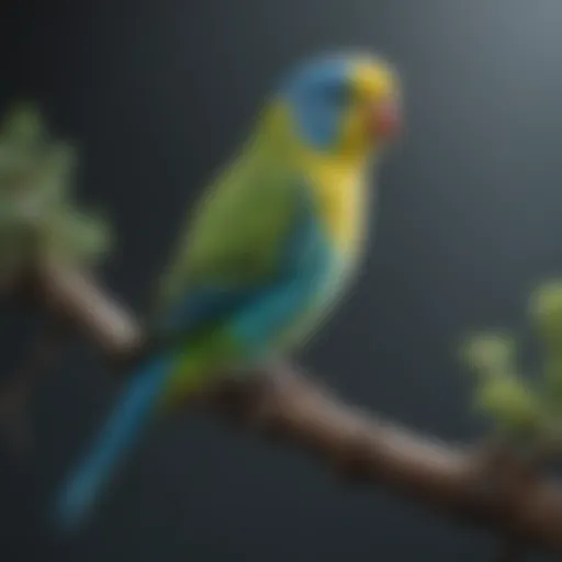 Colorful budgerigar perched on a branch