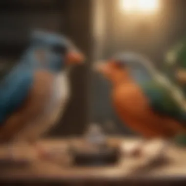 Bond Between Bird and Caregiver A harmonious scene of a bird interacting with its caregiver, highlighting the bond and responsibilities involved in bird ownership.