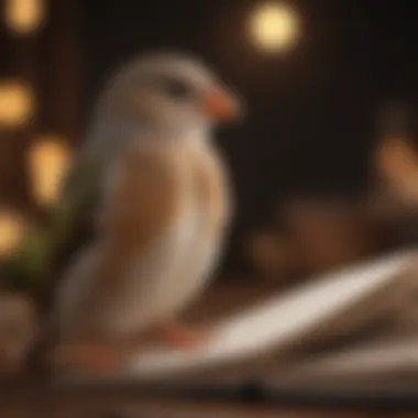 Birdwatching and Education A close-up of a birdwatching book, emphasizing the need for species-specific knowledge in bird care.