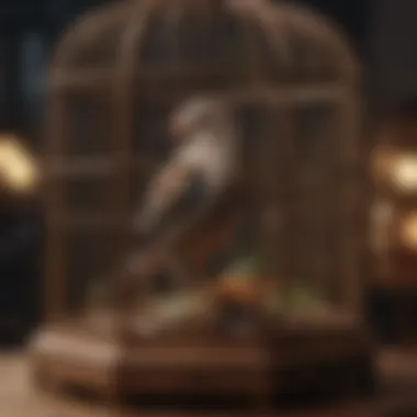 Intricately Crafted Wooden Bird Cage Stylish large wooden bird cage showcasing intricate craftsmanship