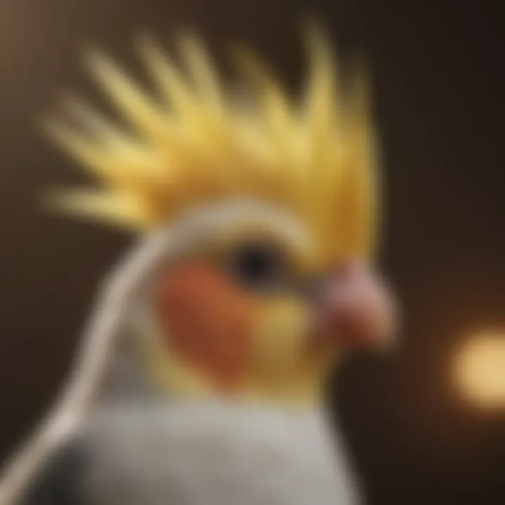 A close-up of a cockatiel displaying its unique crest