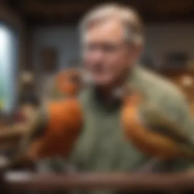 A well-cared-for McCall bird interacting with its owner