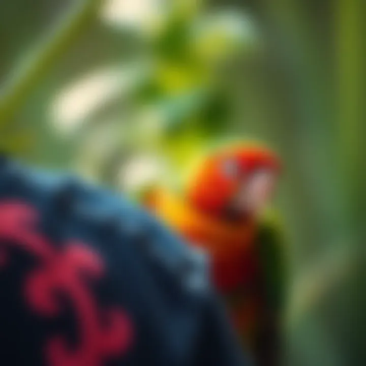 Colorful conure interacting with its owner