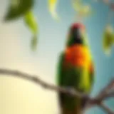 Vibrant conure perched on a branch