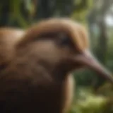 A close-up of a Kiwi bird in its natural habitat