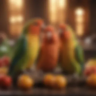 Essential Foods for Lovebird Nutrition A variety of fruits and vegetables for lovebird nutrition