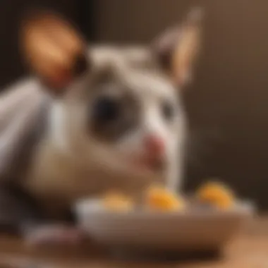 Sugar Glider Enjoying a Nutritious Snack A close-up of a sugar glider enjoying a healthy snack