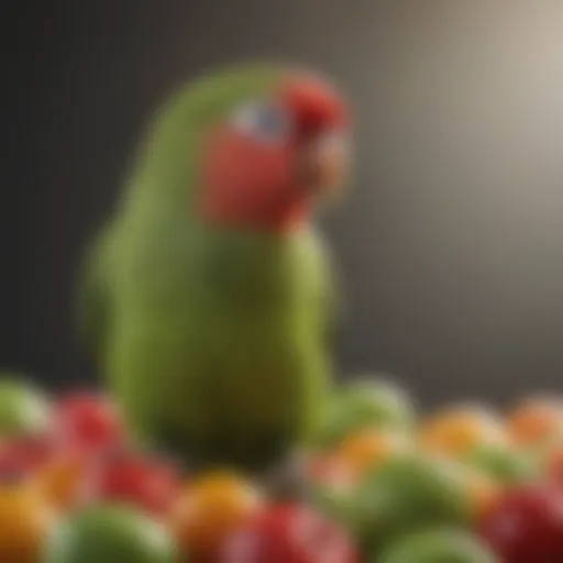 A vibrant assortment of parakeet-friendly fruits and vegetables