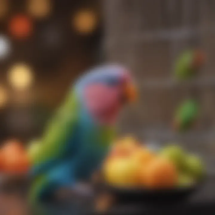 Colorful and diverse cage accessories enhancing parrotlet living space