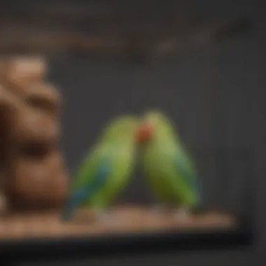 Spacious Cage Setup for Parrotlets Spacious cage setup for parrotlets showcasing various levels and perches