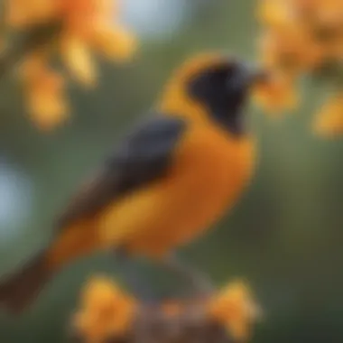 Close-up of oriole enjoying nectar