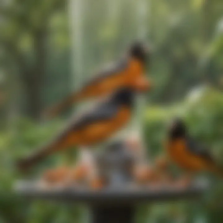 Orioles feeding from Lowe's oriole feeder