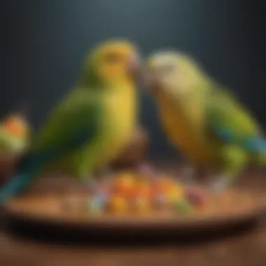 Colorful array of parakeet food, representing their diverse dietary preferences