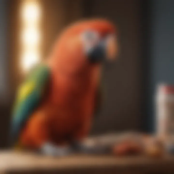 A parrot engaging with interactive toys for mental stimulation