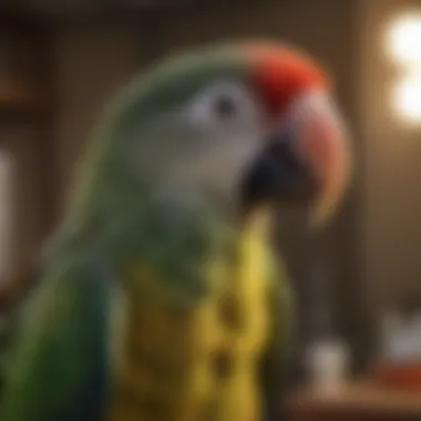 A veterinarian examining a healthy parrot, highlighting health care