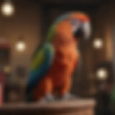 Engaging Parrot Training Exercises A colorful parrot engaging in training exercises