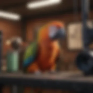 Essential Tools for Parrot Training A cozy training space with various parrot training tools