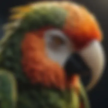 Close-up of a parrot's beak and feathers