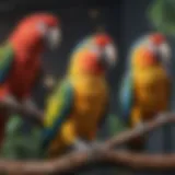 Colorful parrots perched on a branch