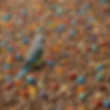 A colorful assortment of pelleted food specifically designed for budgies, showcasing its nutritional diversity.