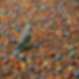 A colorful assortment of pelleted food specifically designed for budgies, showcasing its nutritional diversity.