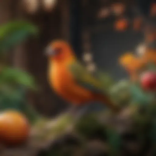 Vibrant and colorful bird decor elements