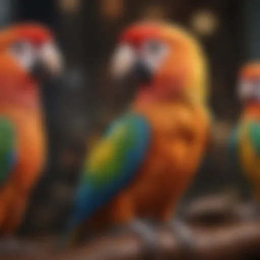 A diverse collection of exotic pet birds showcasing vibrant colors and unique features.