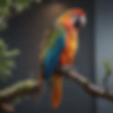 A vibrant parrot perched on a branch