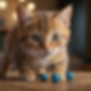 A playful kitten interacting with a toy, embodying curiosity and energy.