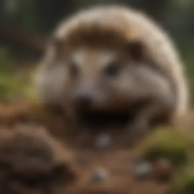Curious Hedgehog in Its Habitat A hedgehog exploring its habitat with curiosity