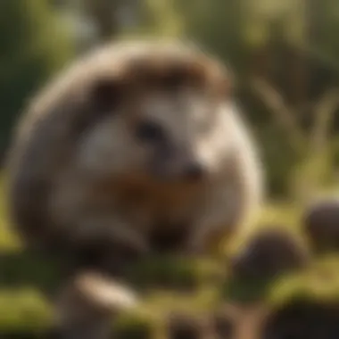 Hedgehog Enjoying Safe Outdoor Time A serene hedgehog enjoying its outdoor time in a safe environment