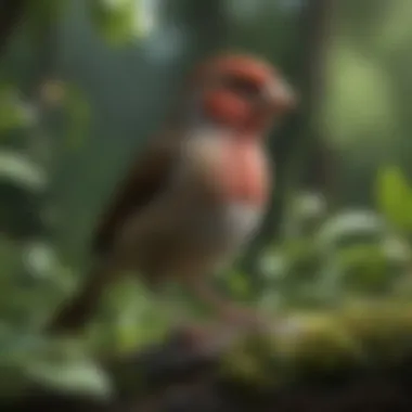 Finch in Natural Habitat An elegant finch amidst lush greenery, representing its natural habitat.