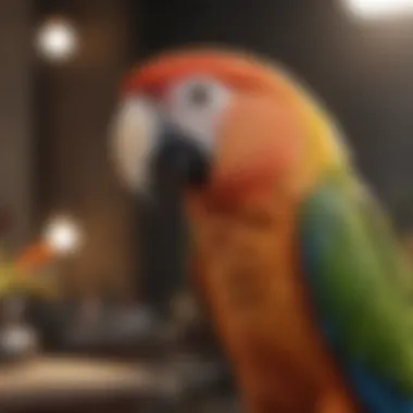 Creating a Supportive Space for Vocal Learning A serene environment with a parrot showing curiosity.