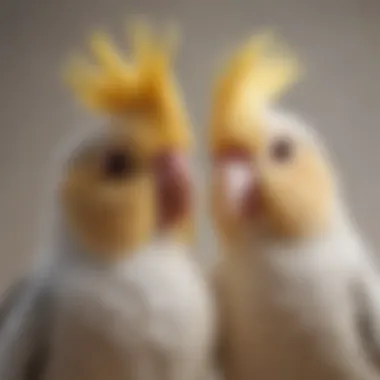 A cockatiel showing affection with head bobs