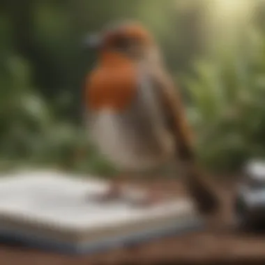 A field guidebook open to a page depicting various bird species.