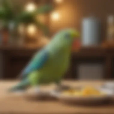 Parrotlet enjoying a meal in its habitat