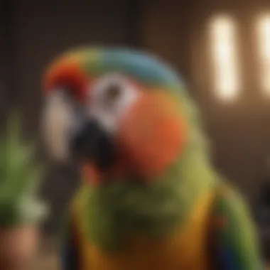Parrot Displaying Unique Personality A close-up of a parrot displaying its unique personality and charm.