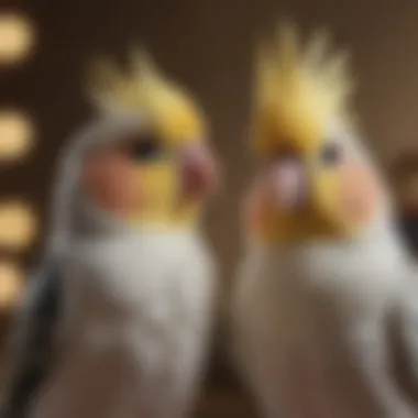 An elegant cockatiel sitting on a shoulder, symbolizing companionship and trust.