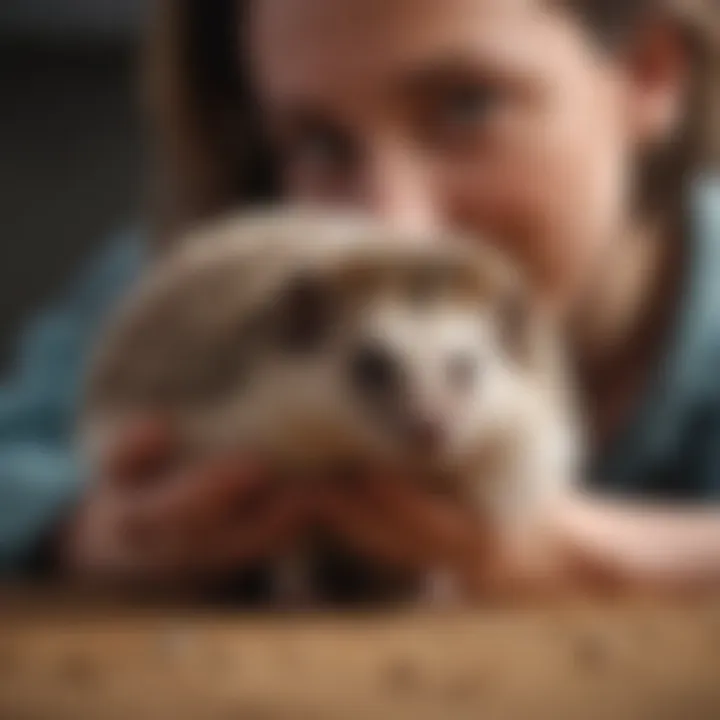 A veterinarian examining a hedgehog, emphasizing health considerations.