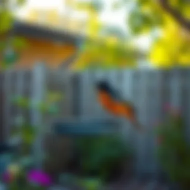 Scenic backyard with proper feeder placement