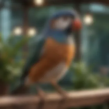 Understanding Social Behavior Among Aviary Birds Birds engaging in social behavior within an aviary