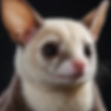 A close-up of a sugar glider showcasing its unique membrane for gliding